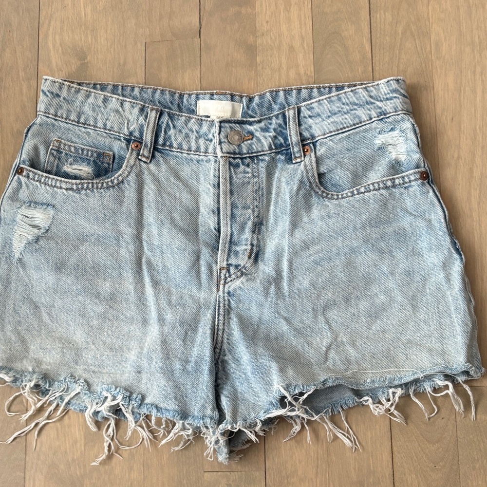 H&M Light Blue Frayed Denim Shorts